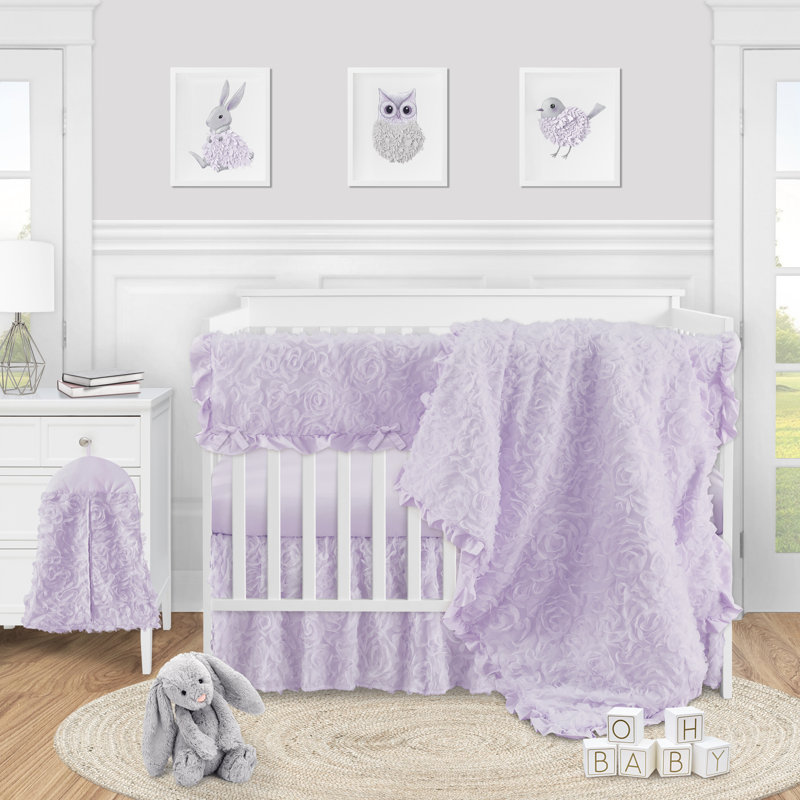 Sweet Jojo Designs Lavender Purple Rose Collection None Floral Crib Dust Ruffle Wayfair Canada